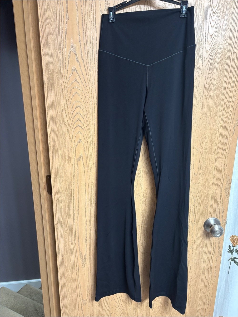 High-Waist Black Boot-Cut Long Active Pants